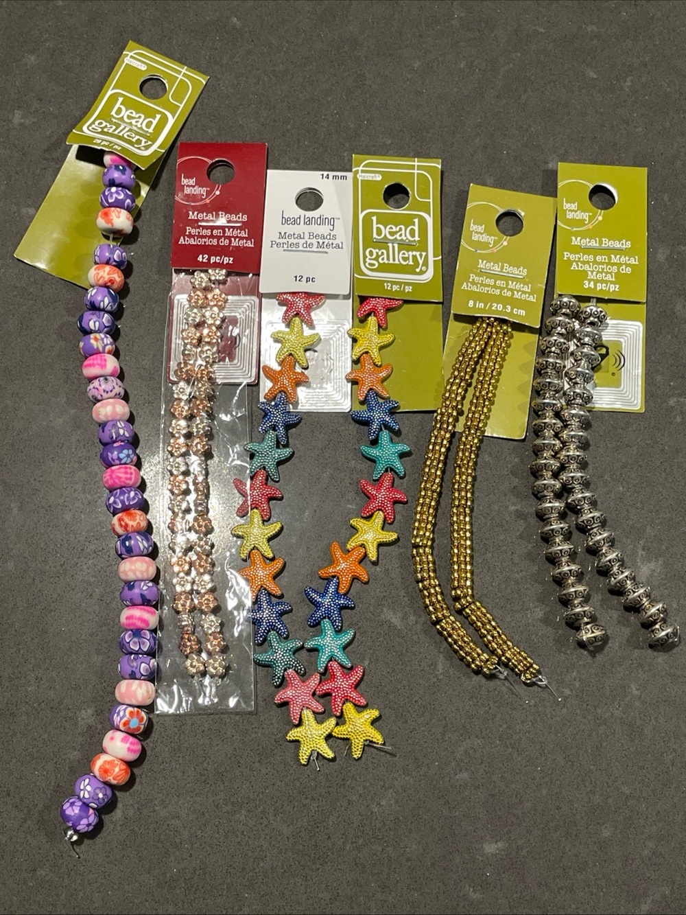 Bead Landing Bead Gallery Metal and Polymer Clay Bead Strands Lot of 6 NWT
